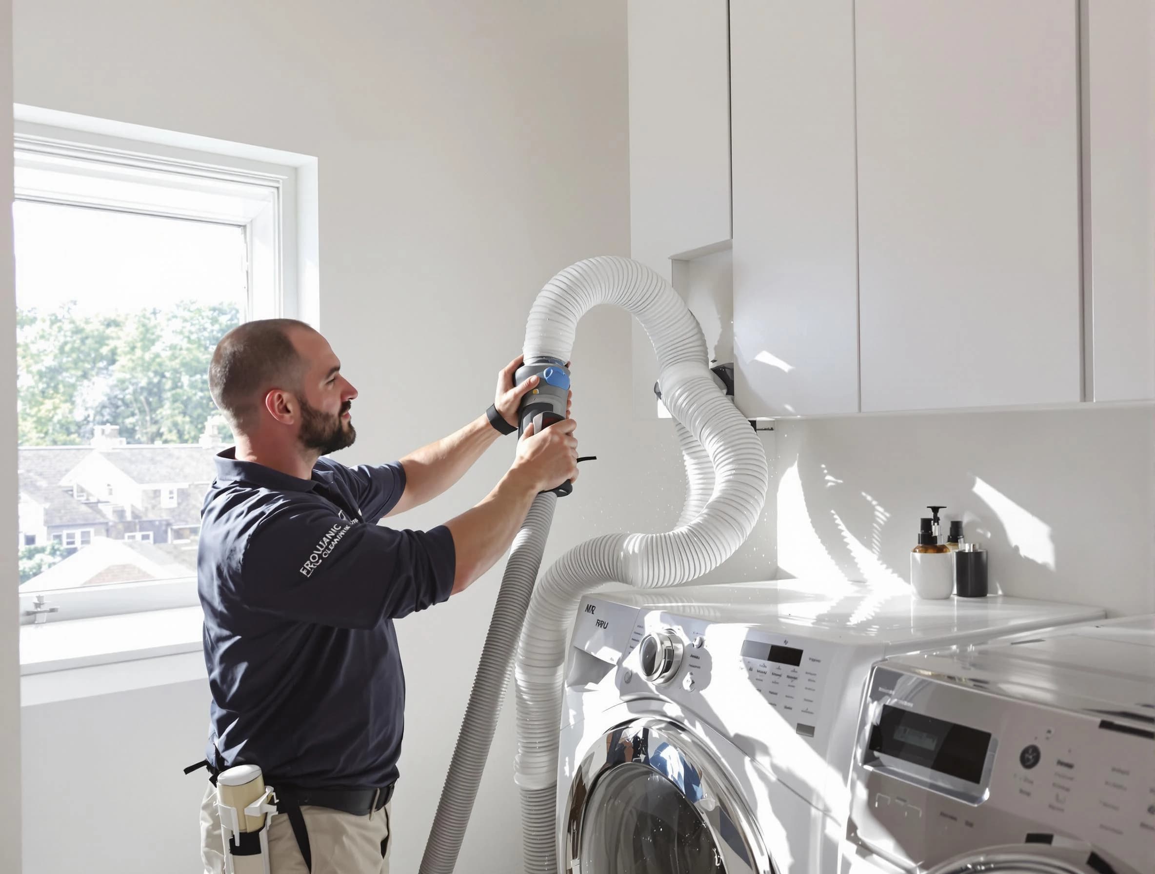 Certified Covington Dryer Vent Cleaning technician performing dryer vent cleaning in Covington