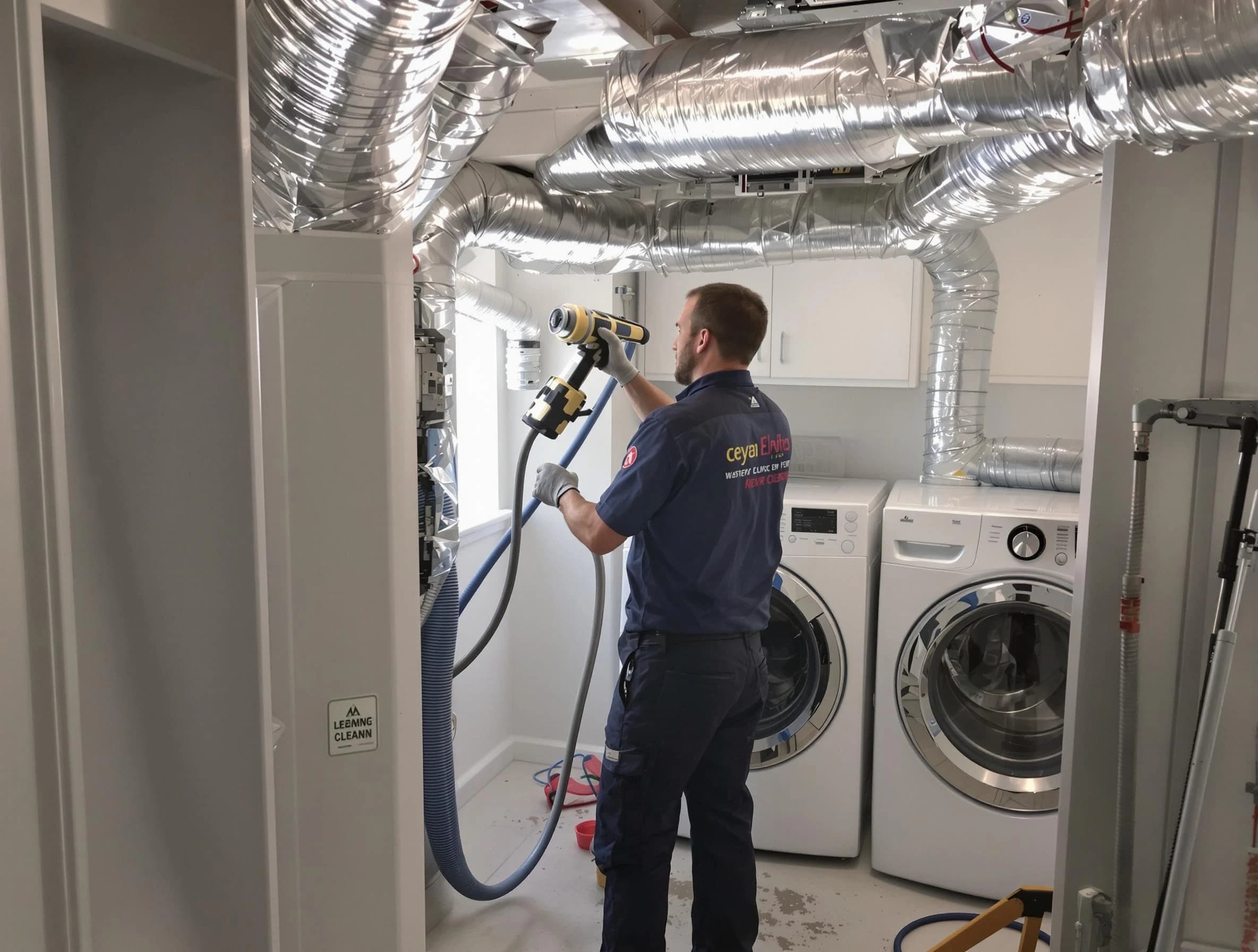Covington Dryer Vent Cleaning specialist using advanced equipment for thorough duct cleaning in Covington